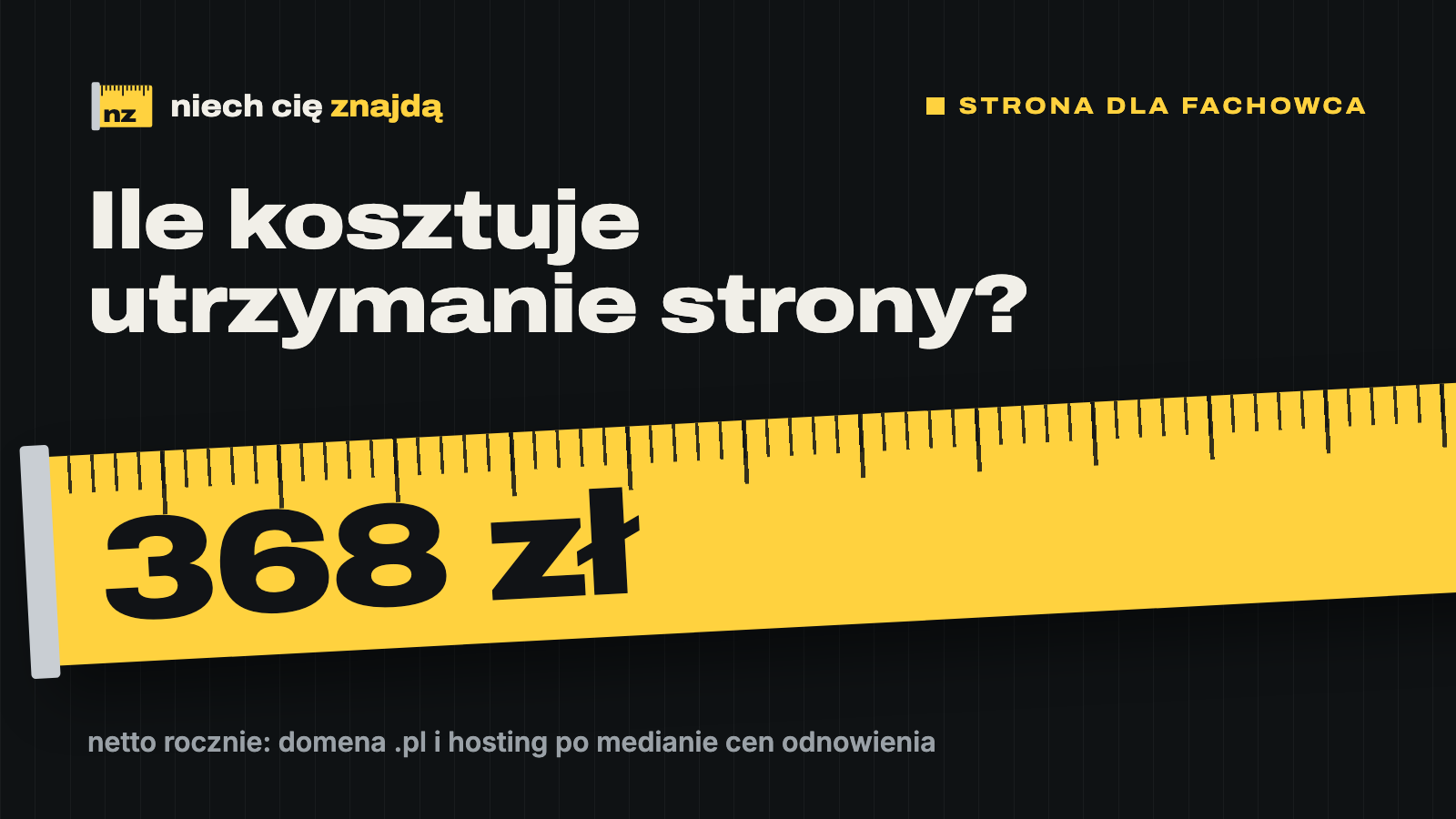 Okładka poradnika: ile kosztuje utrzymanie strony internetowej, domena i hosting 368 zł netto rocznie
